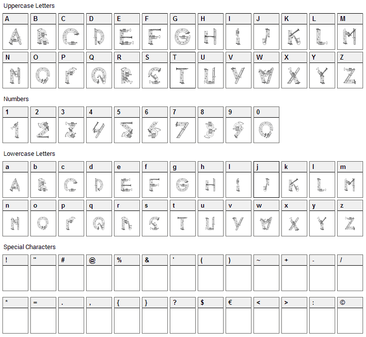 Alpha Music Man Font Character Map