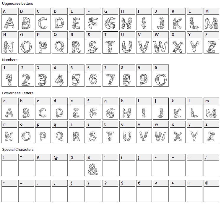 Alpha Wizard Font Character Map