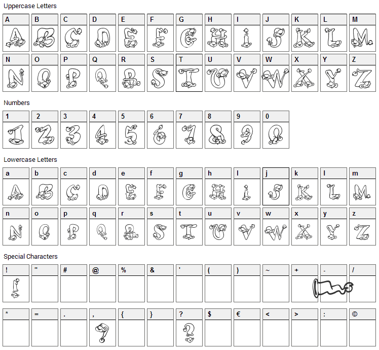 AlphaElfin Font Character Map