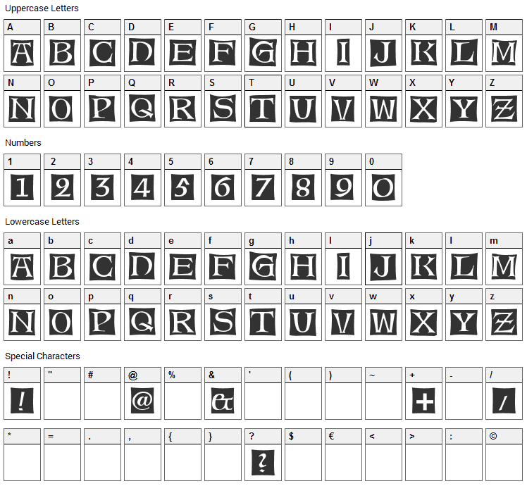 Alte Caps Font Character Map