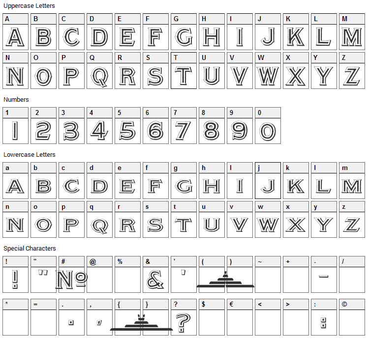 Altea Font Character Map
