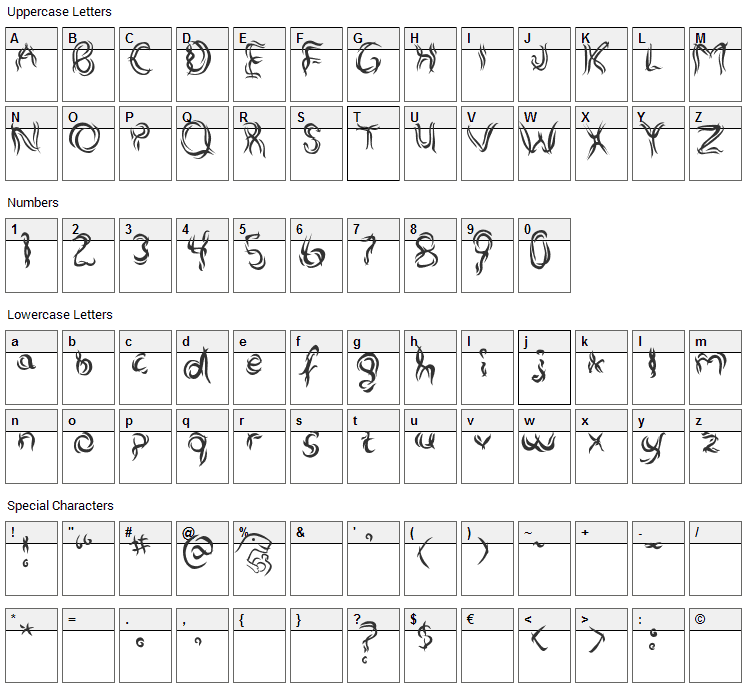 Alterna Font Character Map