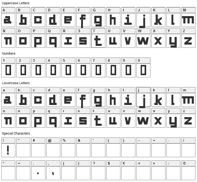 Alvedon Font Character Map