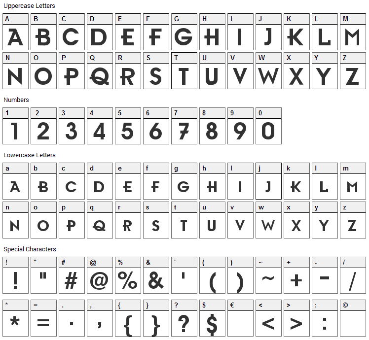 Ambient Font Character Map