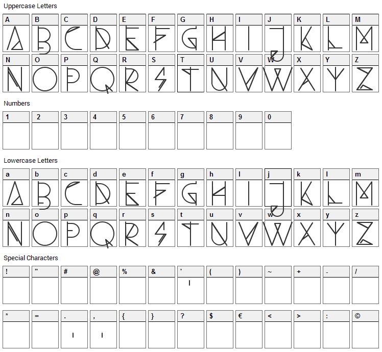 Ambo Font Character Map