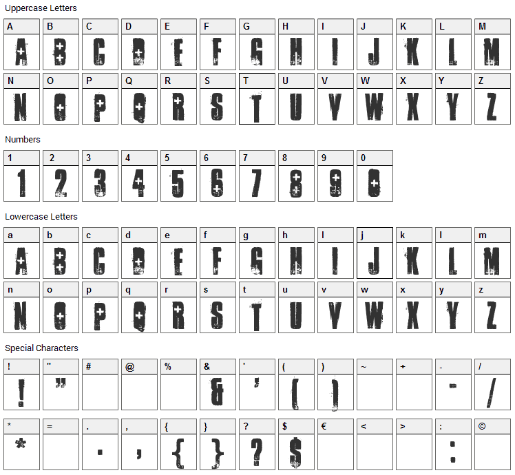 Ambulance Shotgun Font Character Map