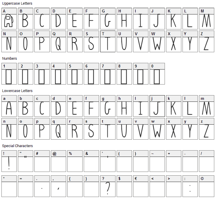 Among Us Font Character Map