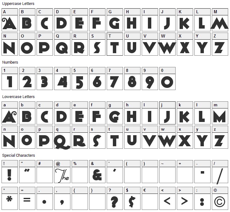 Anagram Font Character Map