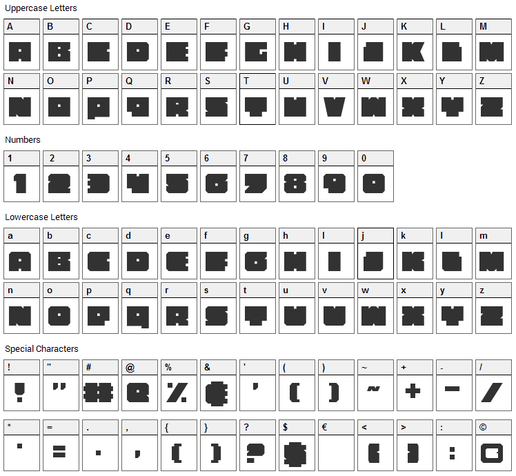 Anakefka Font Character Map