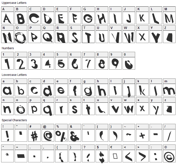 Analytik Font Character Map