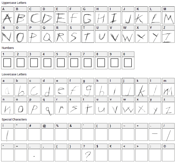 Anarchy Font Character Map