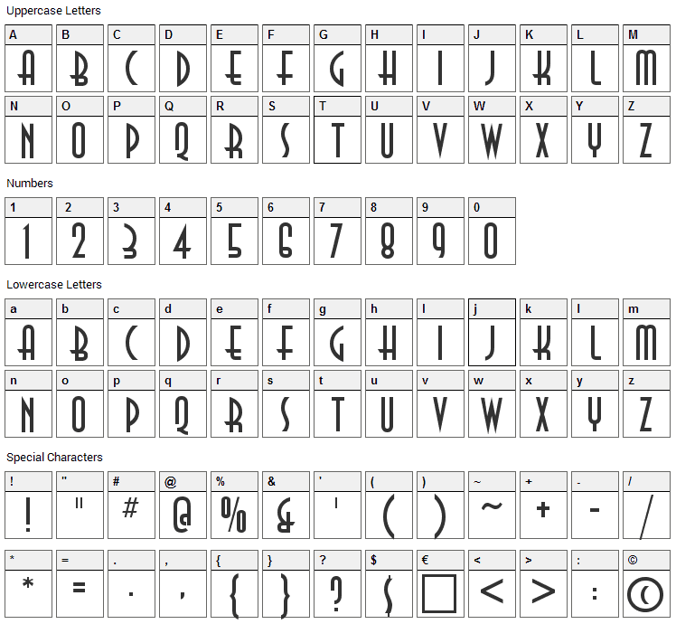 Anastasia Font Character Map