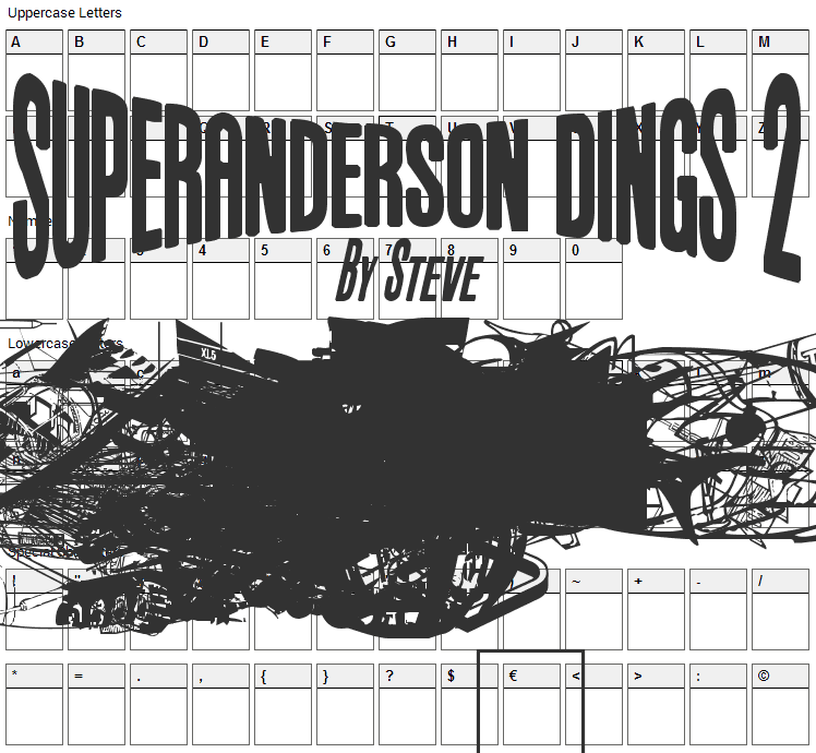 Anderson Dings 2 Font Character Map