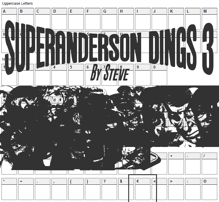 Anderson Dings 3 Font Character Map