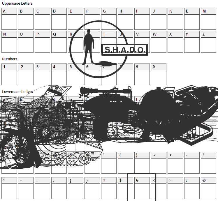 Anderson UFO Font Character Map