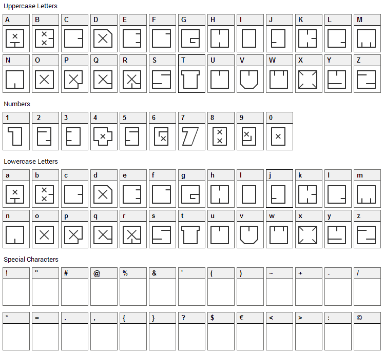 andrefist Font Character Map