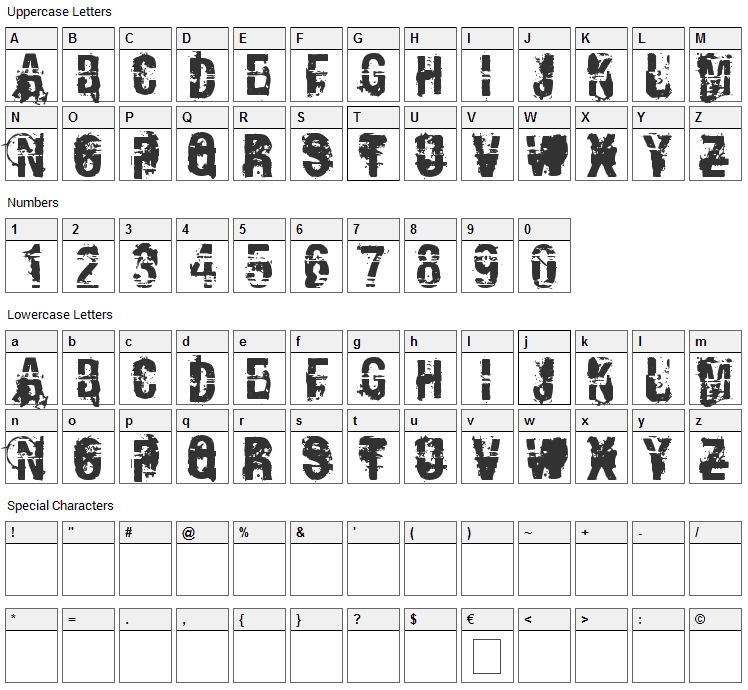 Andy Dufresne Font Character Map