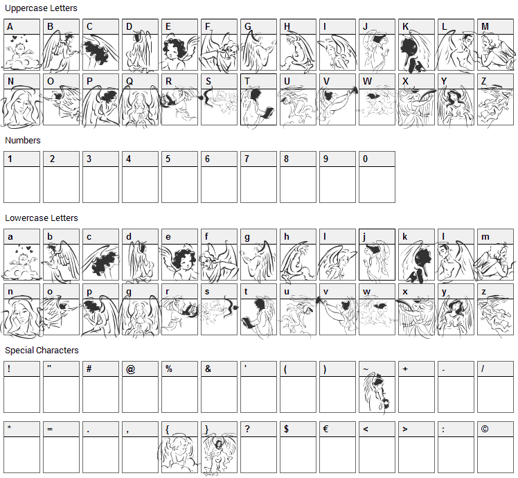 Angelinos Font Character Map