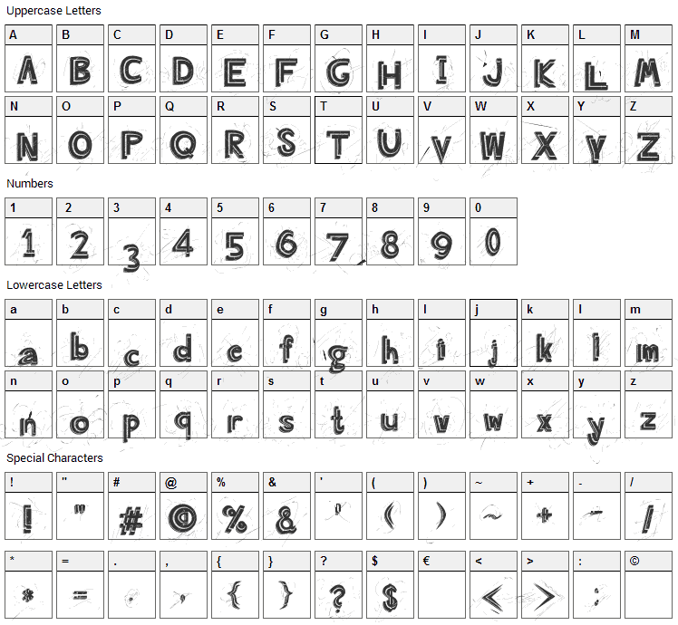 Angry Prego Font Character Map