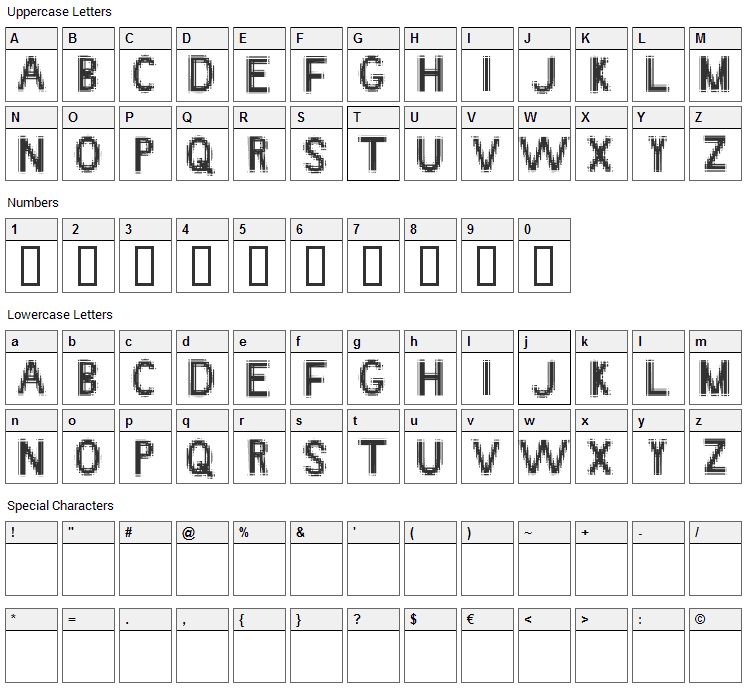 Angstrom Font Character Map
