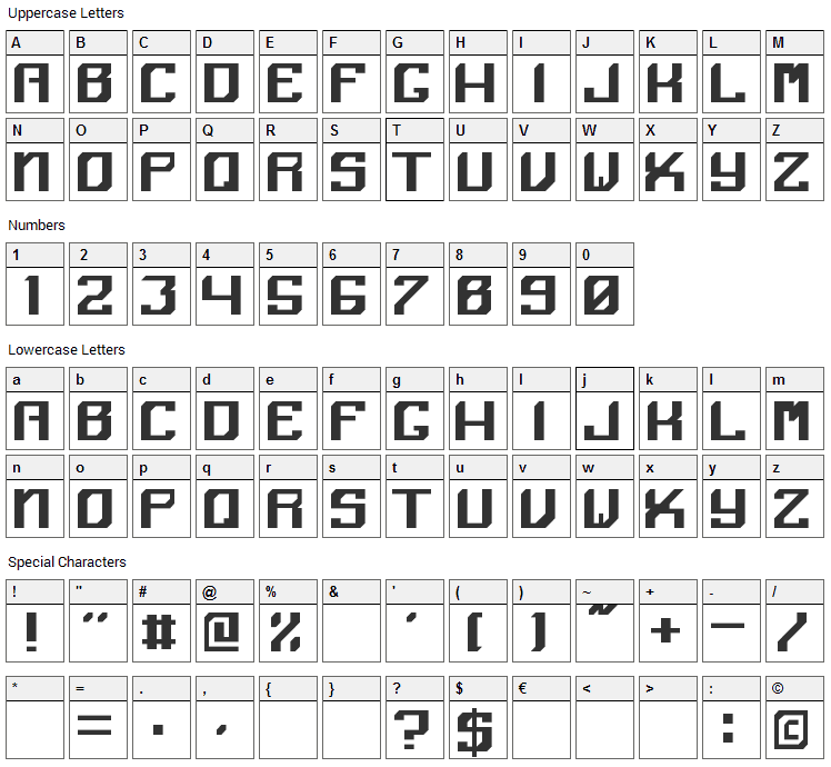 Angular Font Character Map