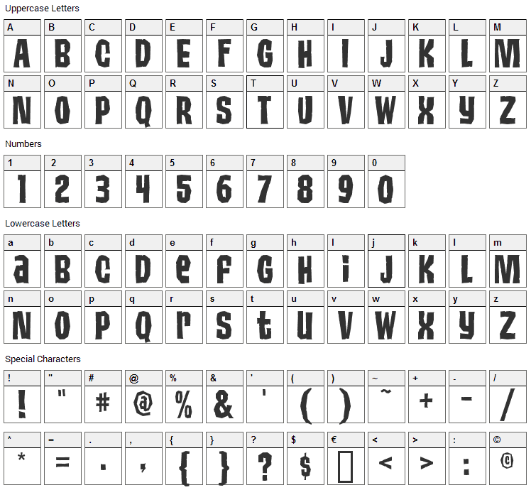 Animal Jam Font Character Map