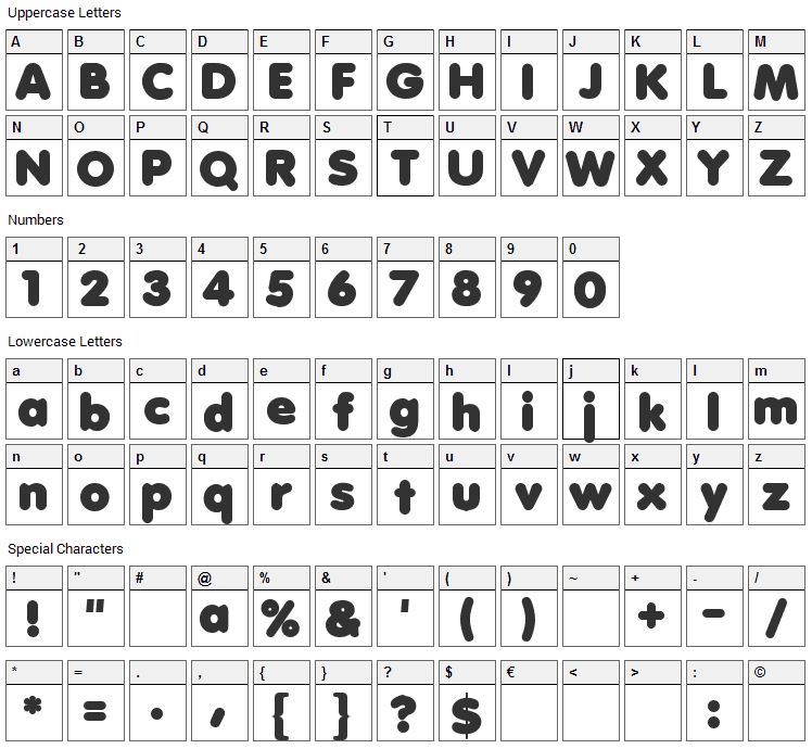 Anja Eliane Font Character Map