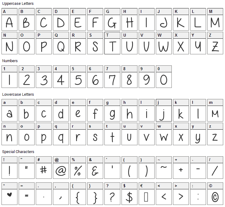 Anjelika Rose Font Character Map