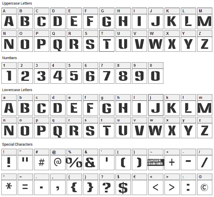 Anklepants Font Character Map