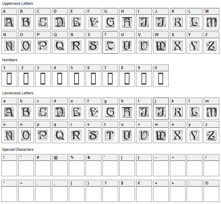 AnnStone Font Character Map