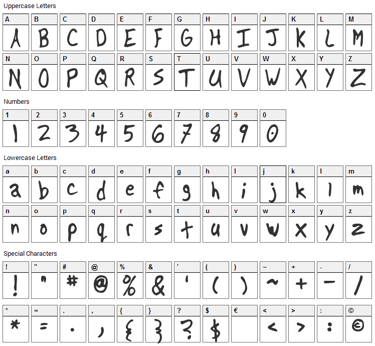 Another Font Character Map