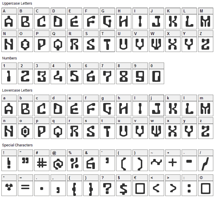 Antar Font Character Map