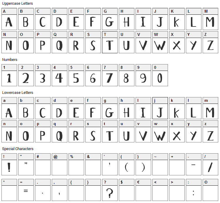 Antelope H Font Character Map