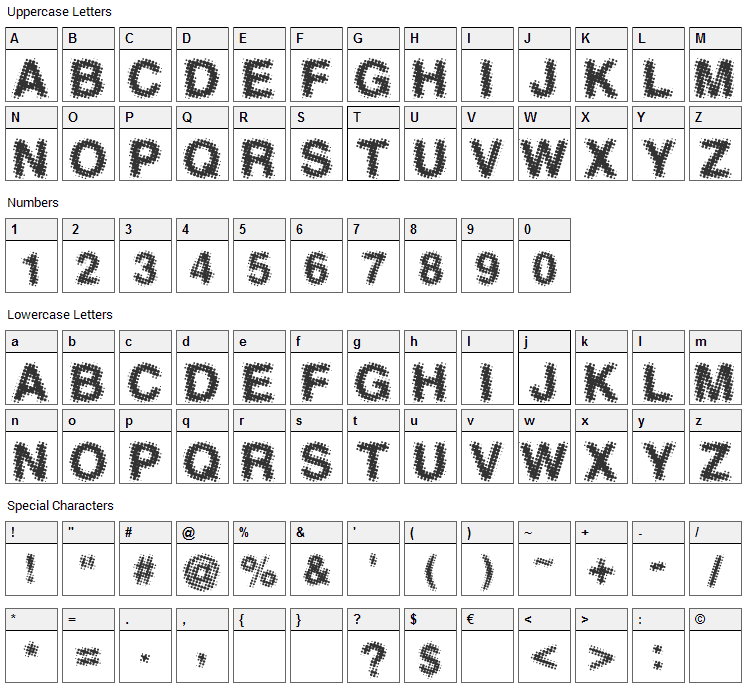 Antfarm Font Character Map