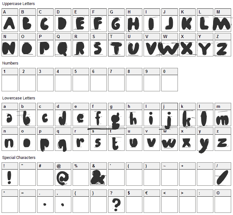 Antibalon Font Character Map