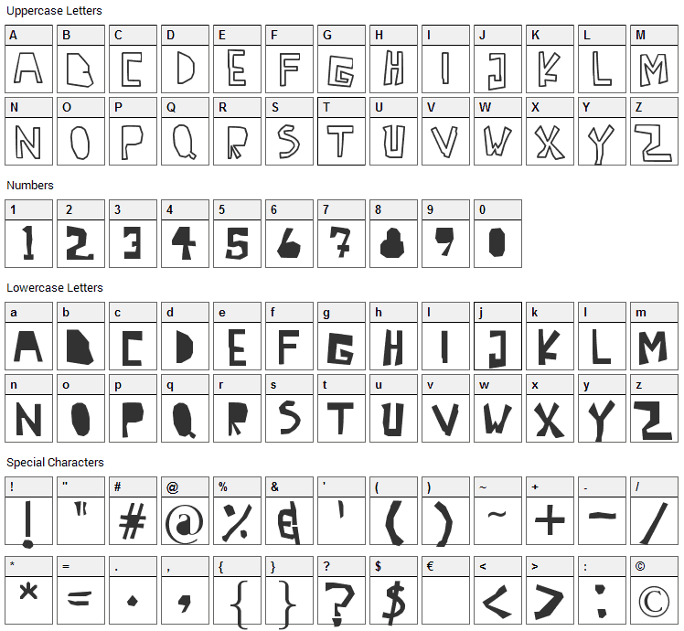 Antidotes Font Character Map