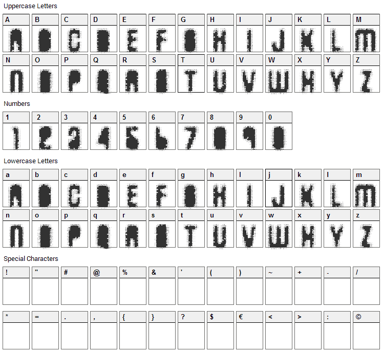 AntKiller Font Character Map