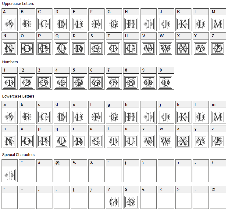 Apex Lake Font Character Map