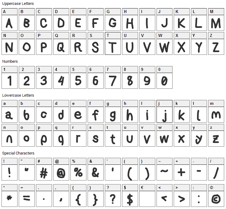 AppleStorm Font Character Map