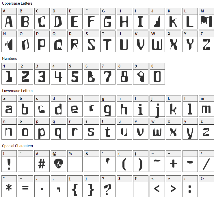 Aptango Font Character Map