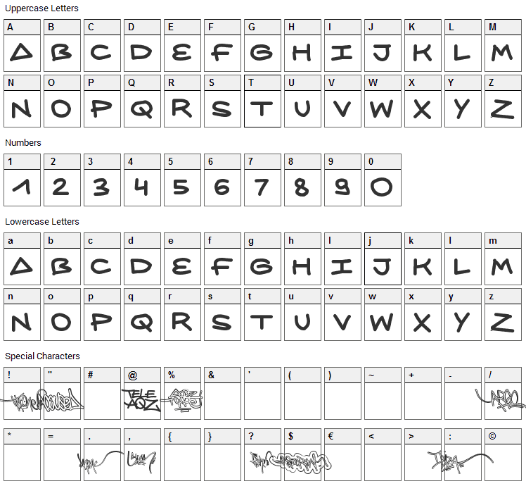 AQZ Crew Font Character Map