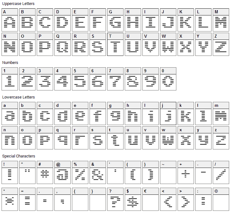 Arcade Classic Font Character Map