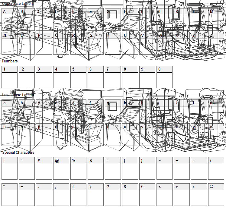 Arcade Video Games Font Character Map