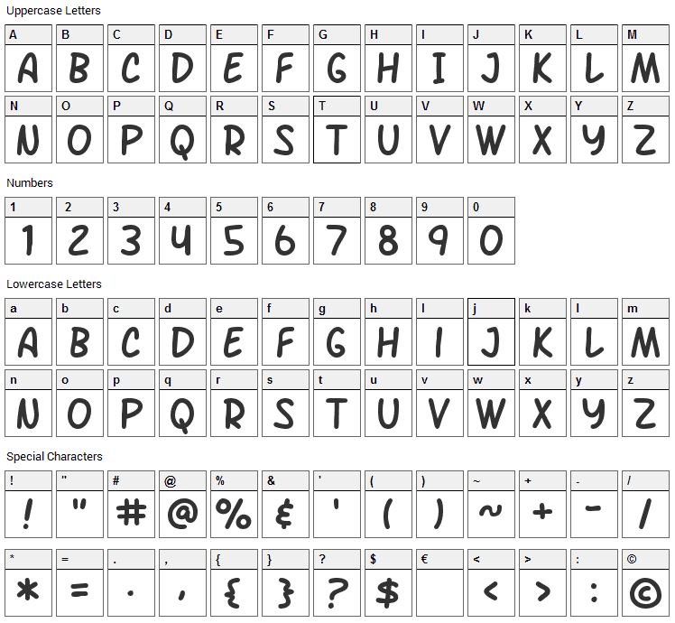 Arch Rival Font Character Map