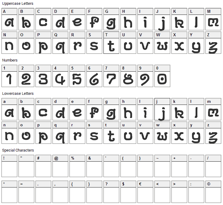 Archeology Font Character Map