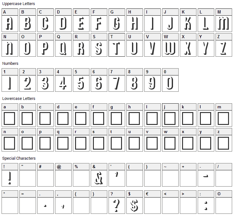 Archer Font Character Map