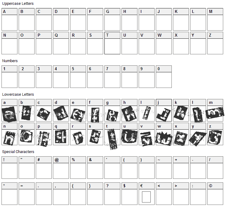 Archierotick Font Character Map