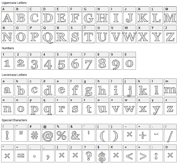 Archistico Font Character Map