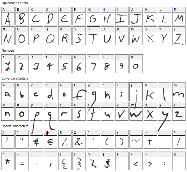 Archon Font Character Map