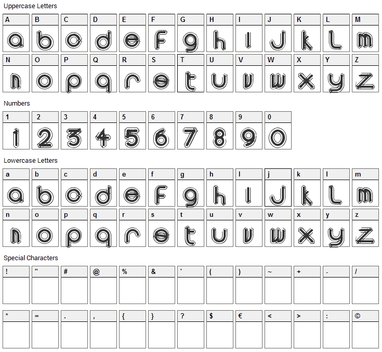 Area Font Character Map